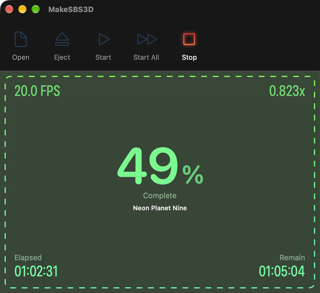 The window during a conversion: 37 percent, FPS, speed, elapsed, and remaining time