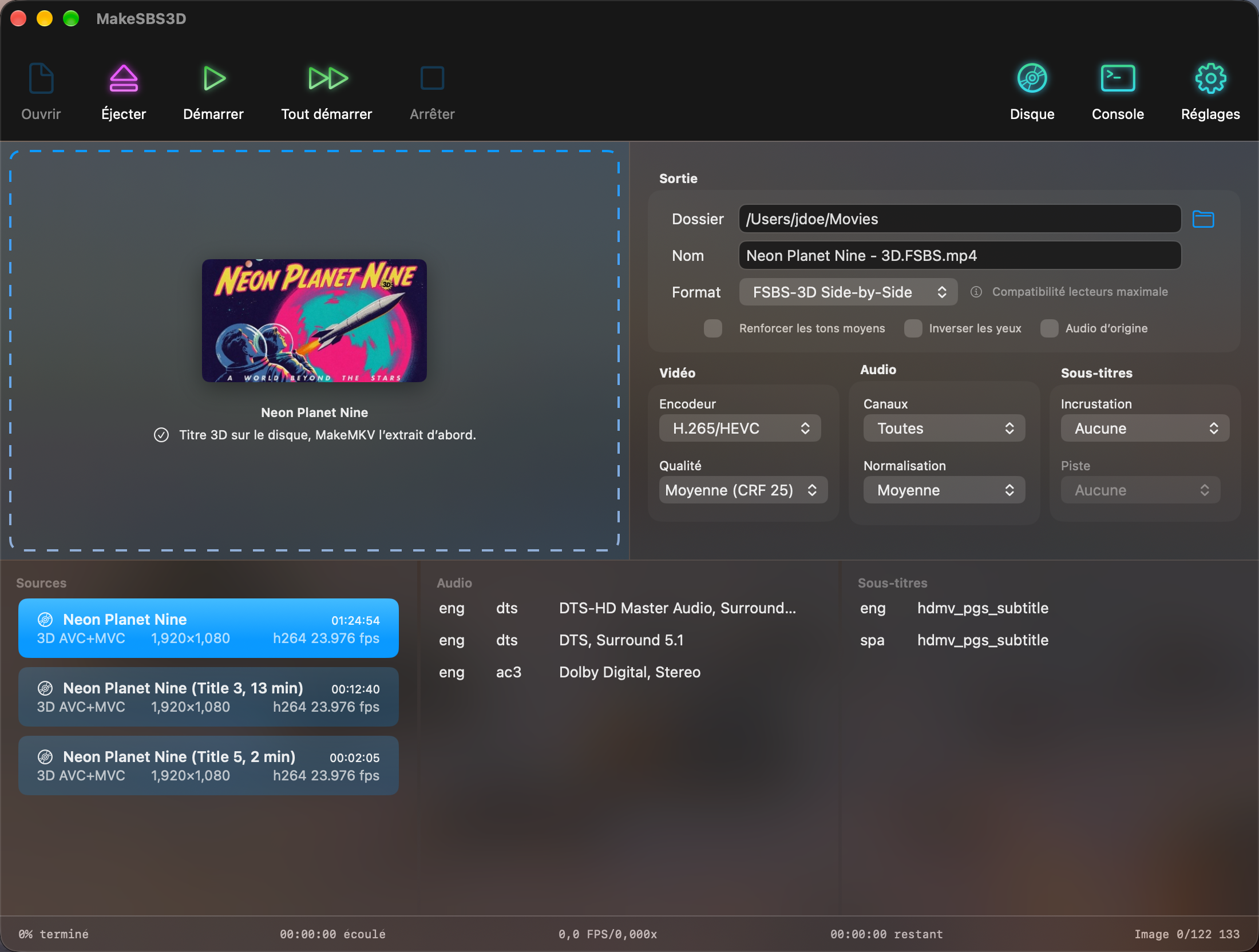Les titres 3D d’un disque dans la liste Sources avec la jaquette